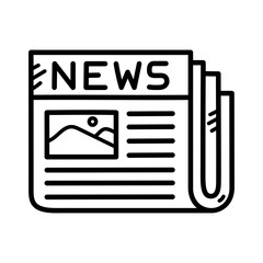 Newspaper Headline With Photo Illustration Black And White Doodle Art Transparent Background Representing News And Information