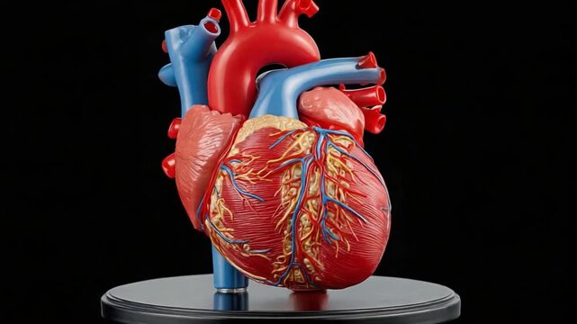 Anatomical Heart Model: A detailed anatomical model of the human heart, showcasing its intricate structure, with a striking visual presentation and precise anatomical detail.