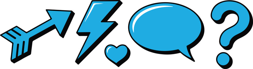 Abstract shape with blue and black colors on white background