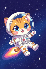 kitten in space in an astronaut suit