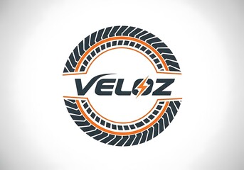 Veloz Electric Vehicle Logo Design with Tire Tread and Lightning Bolt.