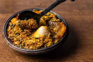 Banku With Okro Soup, Africa Ghana Traditional Dish