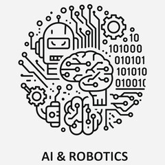 Obraz premium AI and Robotics Explore the convergence of artificial intelligence and automated systems through this illustrative icon