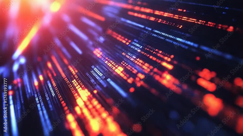 Wall mural digital data flowing on futuristic abstract technology background