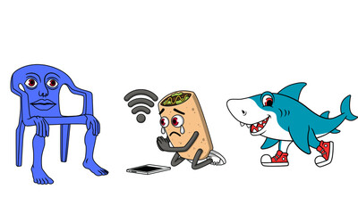 Tralalero Tralala Anomali Brainrot Karkerkar Kurkur Quesadilla Crocodila Meme Chaos Art