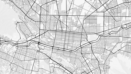 Fototapeta premium Monterrey City Map. Minimalist black and white line art poster for printing, wallpaper, wall art for home and office decor