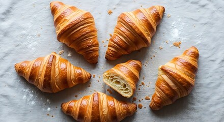Golden Croissants - A Delicious French Pastry Display.