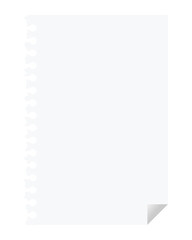 破れたノートの紙。無地のシンプルなベクターイラスト。