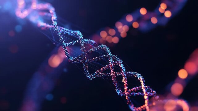 Glowing dna helix structure representing genetic data - Powered by Adobe