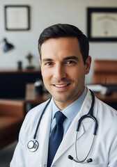Portrait of a Confident and Smiling Male Doctor in His Office.