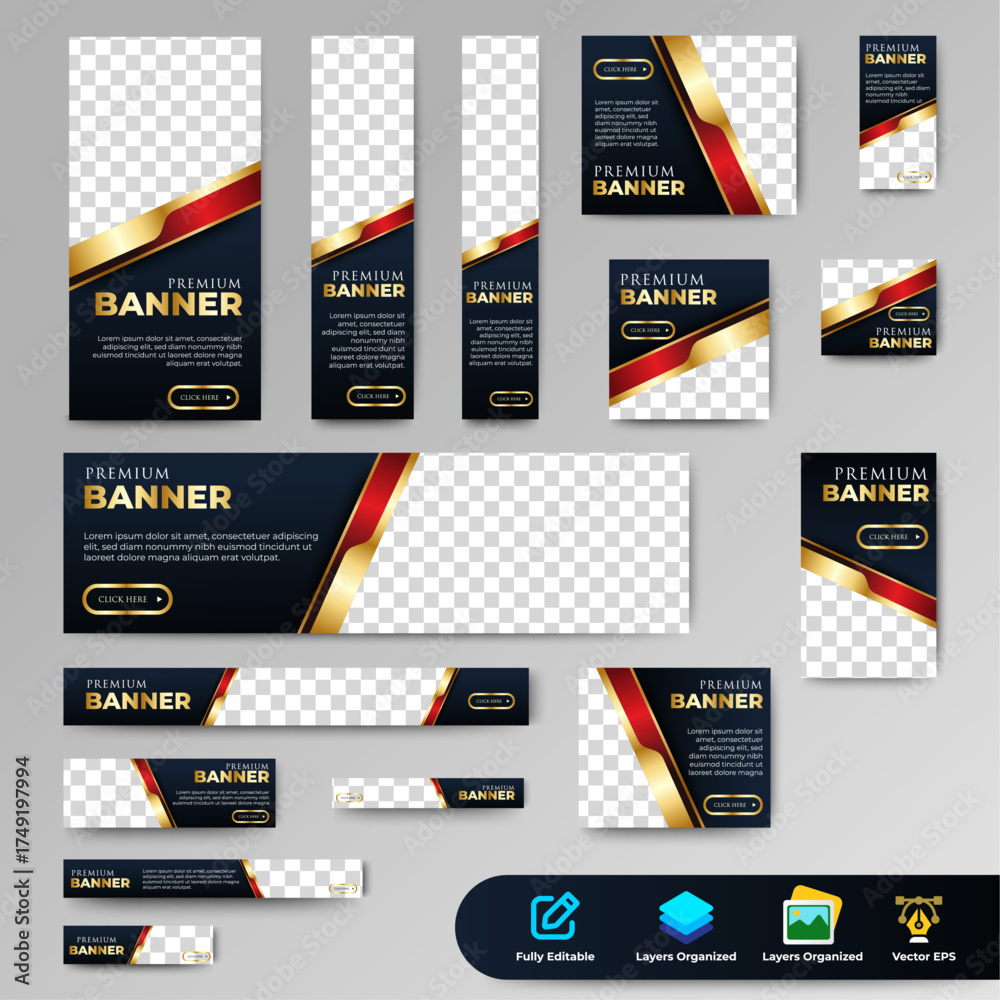 Canvas Prints web banner template design set layout. black and gold advertising banner set design template. vector