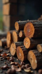 Rustic Stack of Seasoned Firewood Cozy Autumn & Winter Fire Background