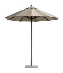 Obraz premium Stylish garden umbrella with a sleek teak pole, perfect for luxury hotel gardens.