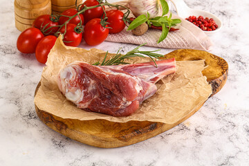 Raw lamb shank for cooking