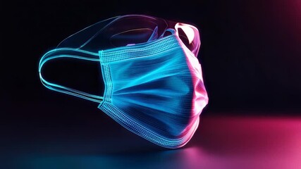 Face mask glowing with futuristic neon digital health protection - Powered by Adobe
