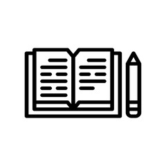 Open Book And Pencil Icon On White Background For Accounting And Reports Documentation And Study Notes