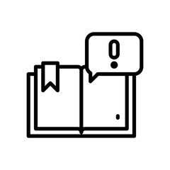 Open Book With Bookmark And Exclamation Mark In Speech Bubble Vector Icon Flat Design On Transparent Background