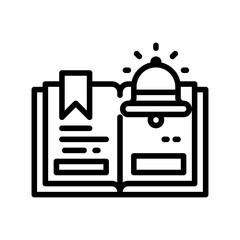 Open Book With Bookmark and Notification Bell Icon Isolated on Transparent Background Representing Online Healthcare Information and Alerts