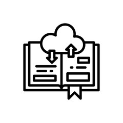 Open Book with Cloud Icon Representing Online Healthcare Information and Digital Data Transfer on Transparent Background