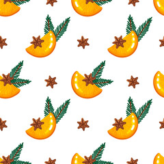Festive Citrus Spice Christmas Seamless Pattern
