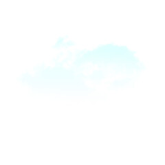 Isolated light blue cloud formation against a stark black background showcasing digital pixelation on transparent background