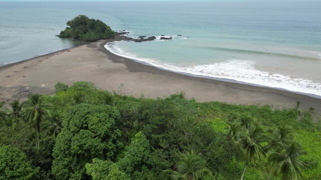Aerial view of El Almejal beach near El Valle close to Bah&iacute;a Solano in the Choc&oacute; Department on the wild Pacific Coast of Colombia