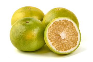 Whole and Cut Pomelos, isolated on white background
