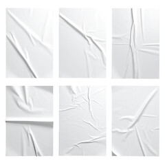 Wrinkled white paper sheets arranged in a grid, textured and abstract
