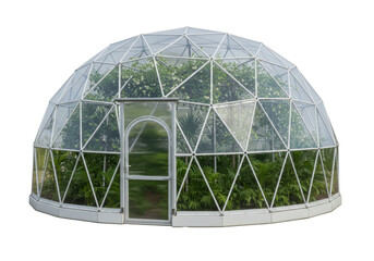 Fototapeta premium Isolated Dome Greenhouse for Growing Organic Crops and Healthy Plants, Sustainable Living