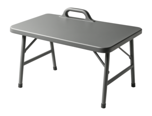 Portable folding sewing table with a handle for easy transport to classes.