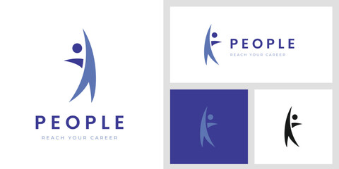 People Health Life Logo Design with Abstract Human Symbol Represents Energy, Health, and Motivation Graphic Concept for Fitness, Wellness, and Healthy Branding