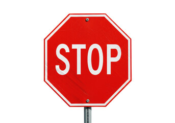 Isolated Stop Sign on Pole, Traffic Control, Safety and Road Regulations, Octagonal Shape