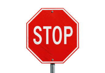 Isolated Stop Sign on Pole, Traffic Control, Safety and Road Regulations, Octagonal Shape