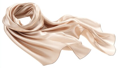 Beige silk scarf, draped, flowing