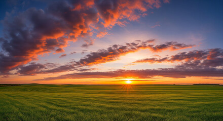 sunset over field