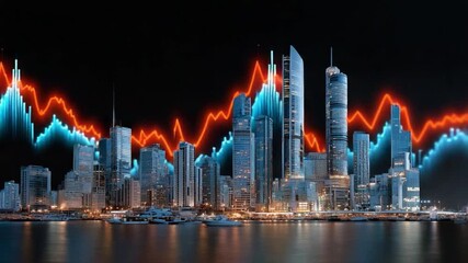 Cityscape Finance: A stylized representation of a modern cityscape overlaid with financial data lines, symbolizing the dynamic interplay of urban development and market trends. - Powered by Adobe