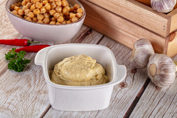 Natural organic homemade chickpea hummus