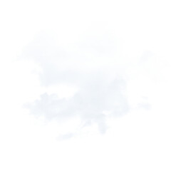 Isolated white cloud formation on a black background with pixelated edges and undefined shape on transparent background