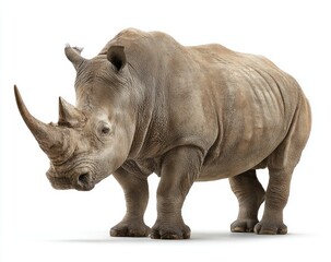 Obraz premium Large rhino, light brown, isolated on white