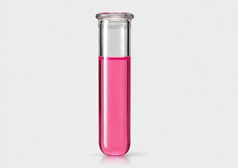 Clear glass test tube filled with pink liquid