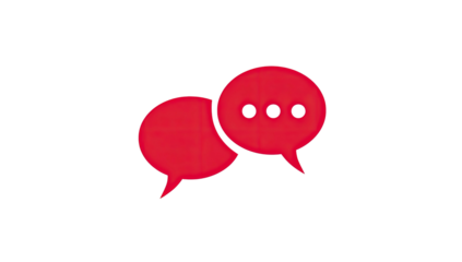 Two overlapping red speech bubbles with three dots