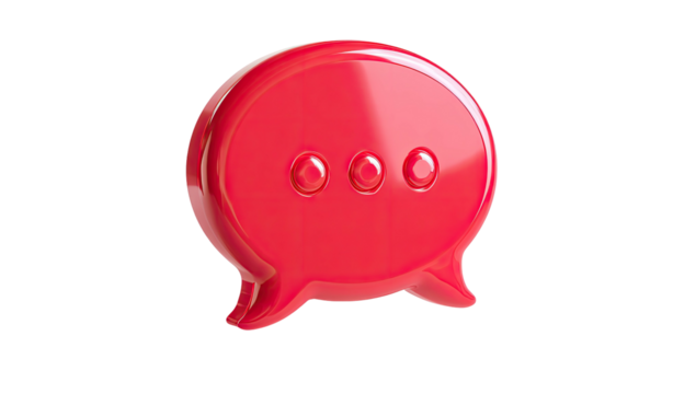 3D rendered glossy red speech bubble