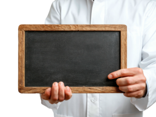 Doctor holding a blank blackboard