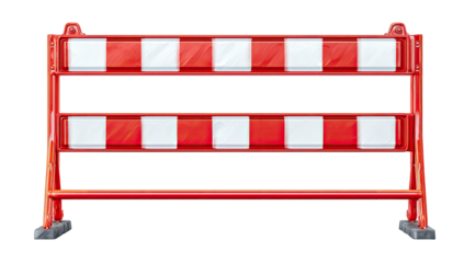 Red and white barrier with two rows of panels