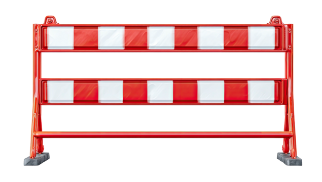 Red and white barrier with two rows of panels