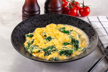 Omelette with spinach for breakfast