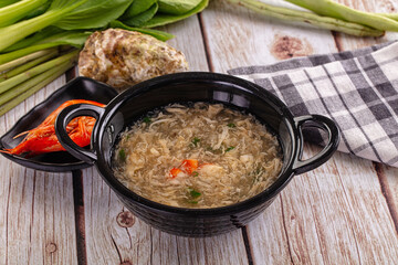 Asian soup with crab and prawn
