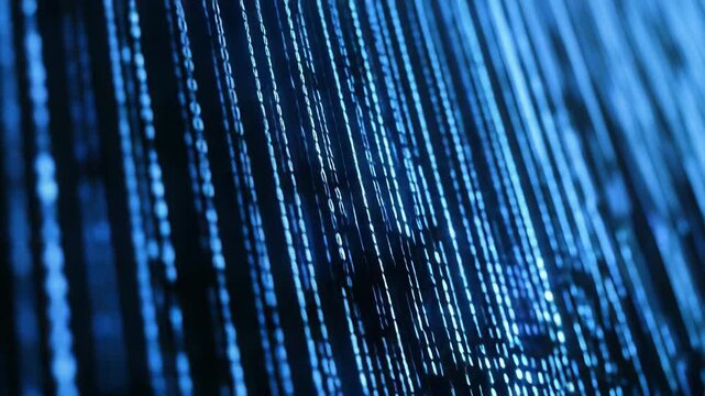 Blue digital binary code data stream background