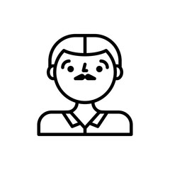 Outline Avatar of a Man With A Mustache and Hairstyle Wearing A Collared Shirt Isolated On A Transparent Background