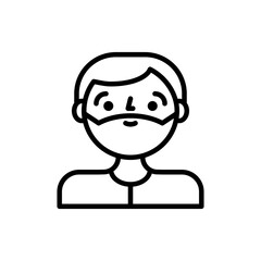 Outline avatar of a man with a beard and short hair wearing a collared shirt on a transparent background